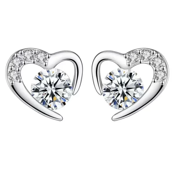 ARETES EN FORMA DE CORAZON CON INCRUSTACIONES BRILLANTES - Imagen 3