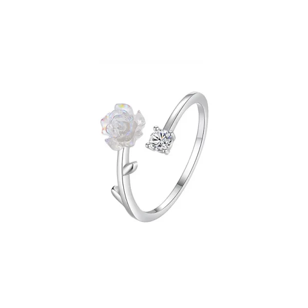 Anillo ajustable de flores románticas