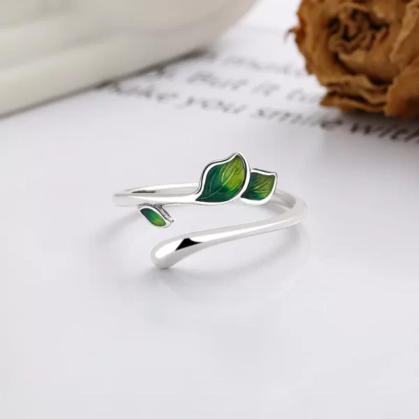 Anillos abiertos de hojas de primavera - Imagen 3