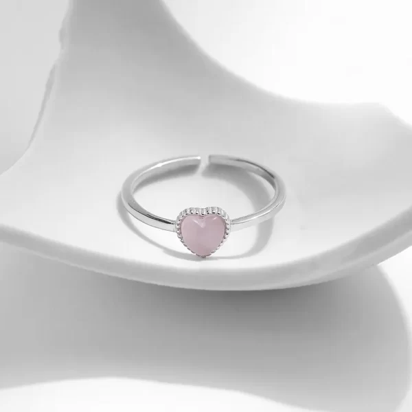 Anillo abierto de ópalo en forma de corazón - Imagen 2